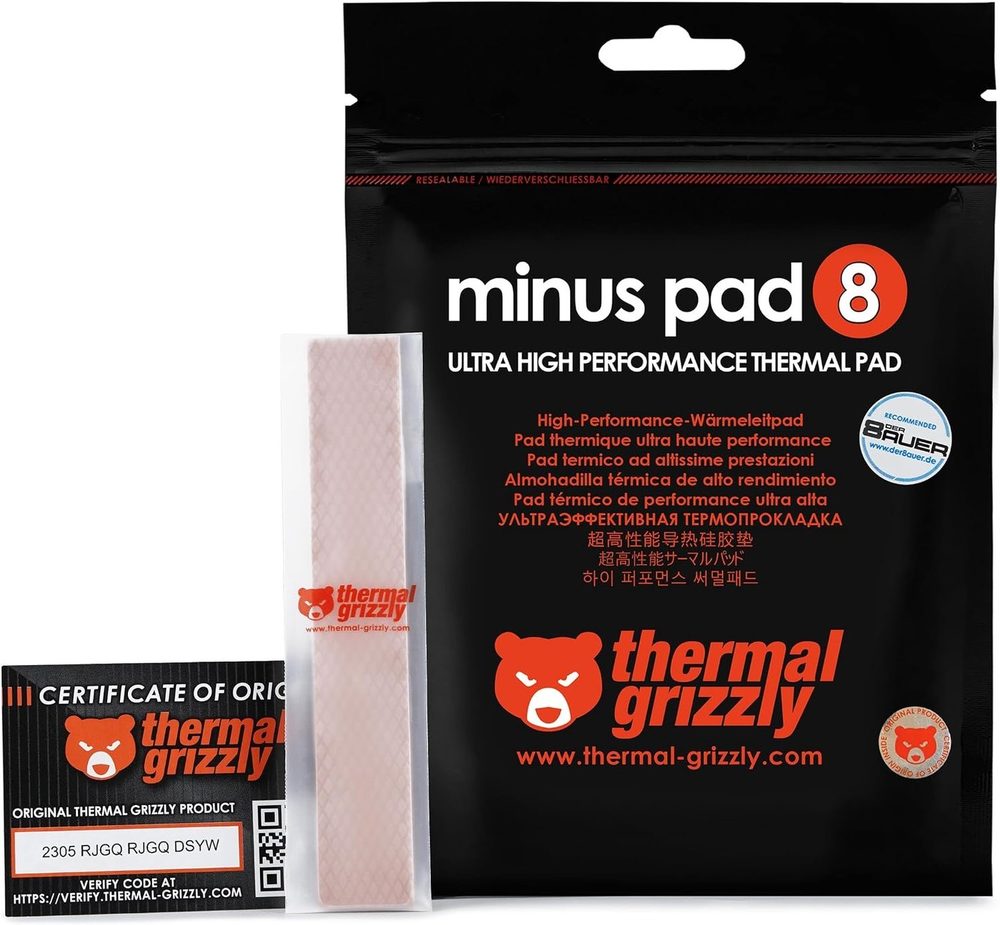 Almohadilla Térmica Thermal Grizzly Minus Pad 8 - 100x100mm - 1.0mm