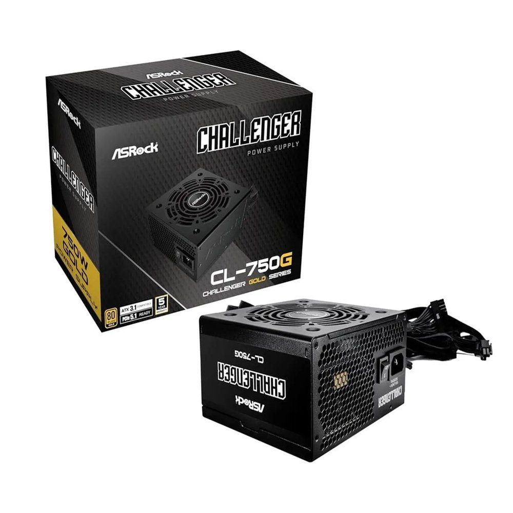 Fuente De Poder ASRock Challenger CL-750G Black 750W 80 Plus Gold