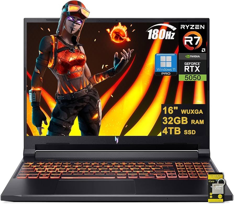 LAPTOP ACER Nitro V 16 AI - 16" WUXGA 180HZ - AMD Ryzen 7 260 - 16GB DDR5 - 1TB SSD - RTX 5070 - W11