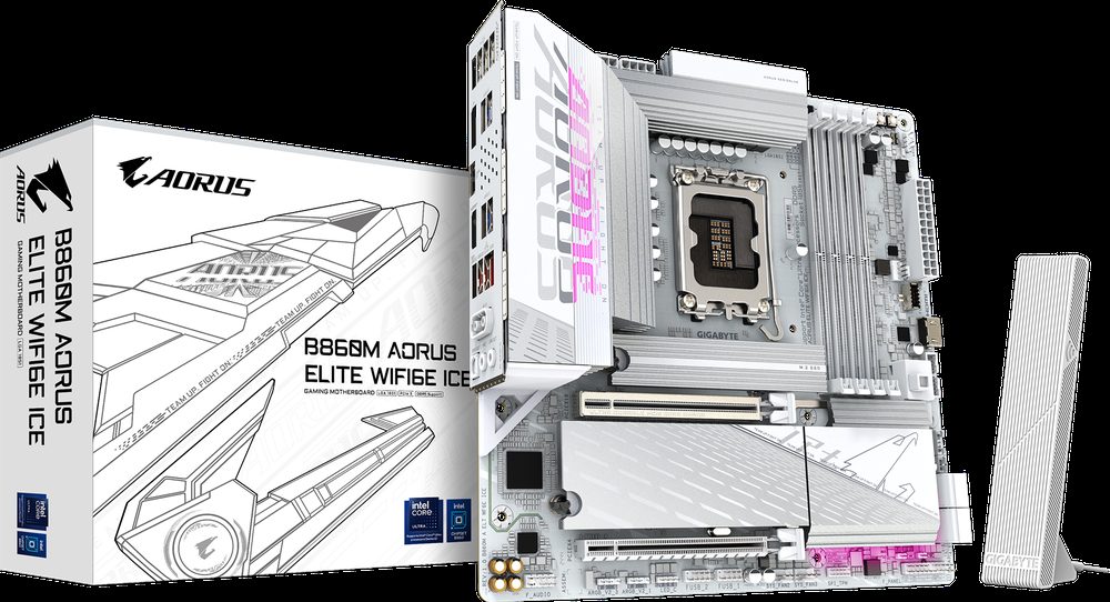 PLACA MADRE B860M GIGABYTE AORUS ELITE WIFI6E ICE - INTEL LGA 1851