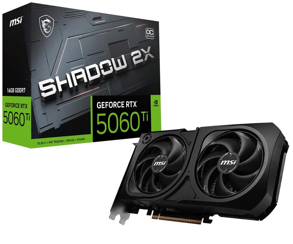 TARJETA DE VIDEO NVIDIA GEFORCE RTX 5060TI 16GB MSI SHADOW 2X - 2 FANS