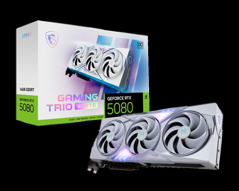 TARJETA VIDEO NVIDIA GEFORCE RTX 5080 MSI GAMING TRIO WHITE OC - 16GB GDDR7
